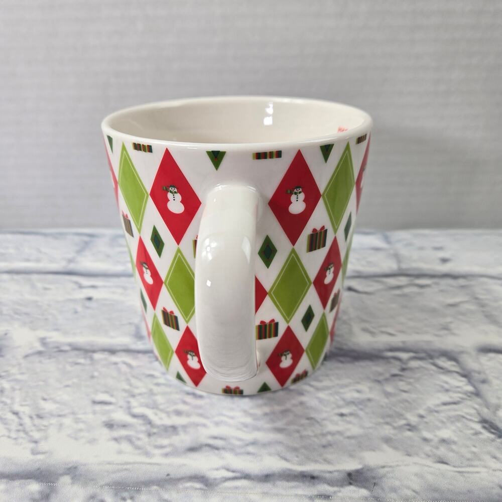 NWT Starbucks Barista 2003 Holiday 40s Wrapping Paper Coffee Mug Red Green 18 oz - Picture 2 of 11